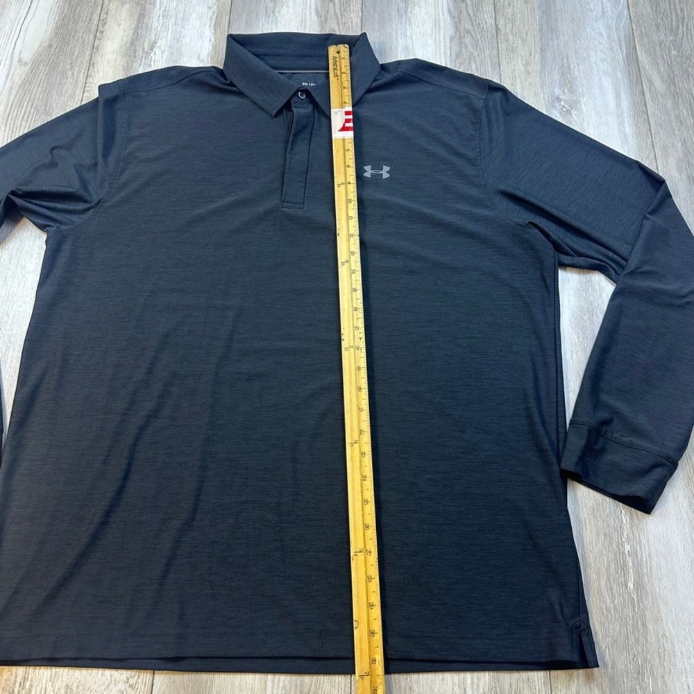 Under Armour Playoff Golf Polo Shirt Mens 2XL Black Long Sleeve Loose Stretch - Picture 4 of 9